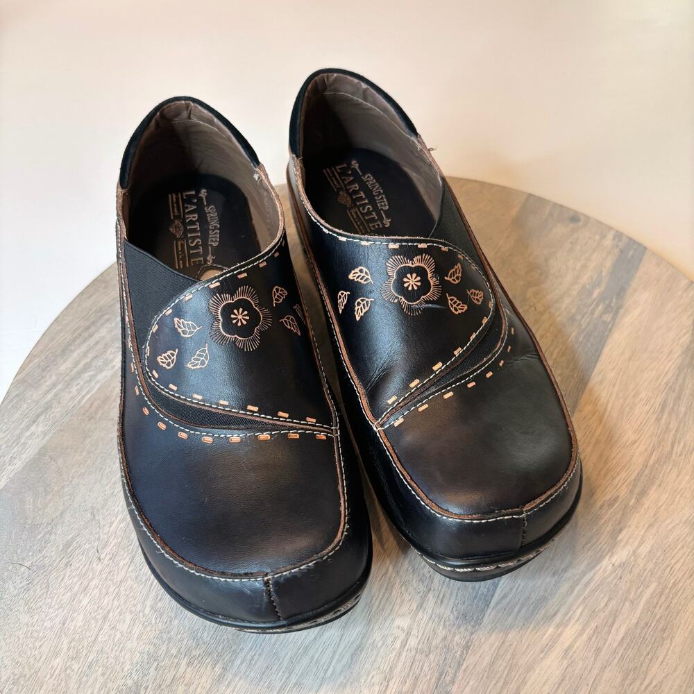 Spring Step L’Artiste Burbank Leather Slip On Clogs Black Women's EU 40 US 9.5 - Picture 4 of 12